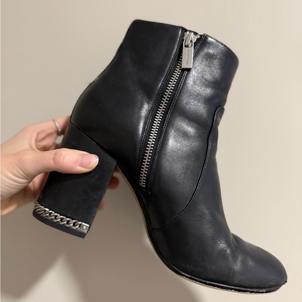Elegant Black MK Ankle Boots with Chain Detail